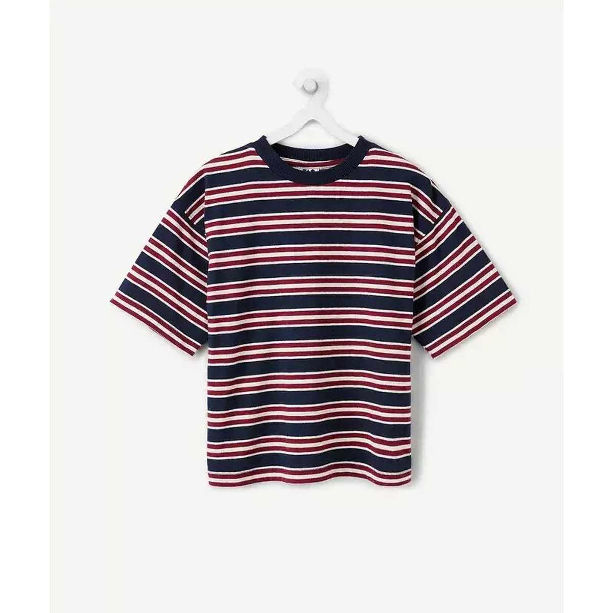 T-shirt manches courtes rayé rayé fond bleu, TAPE A L'OEIL