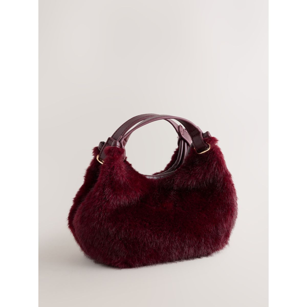 Mini sac à main en imitation fourrure rouge bordeaux, NEXT