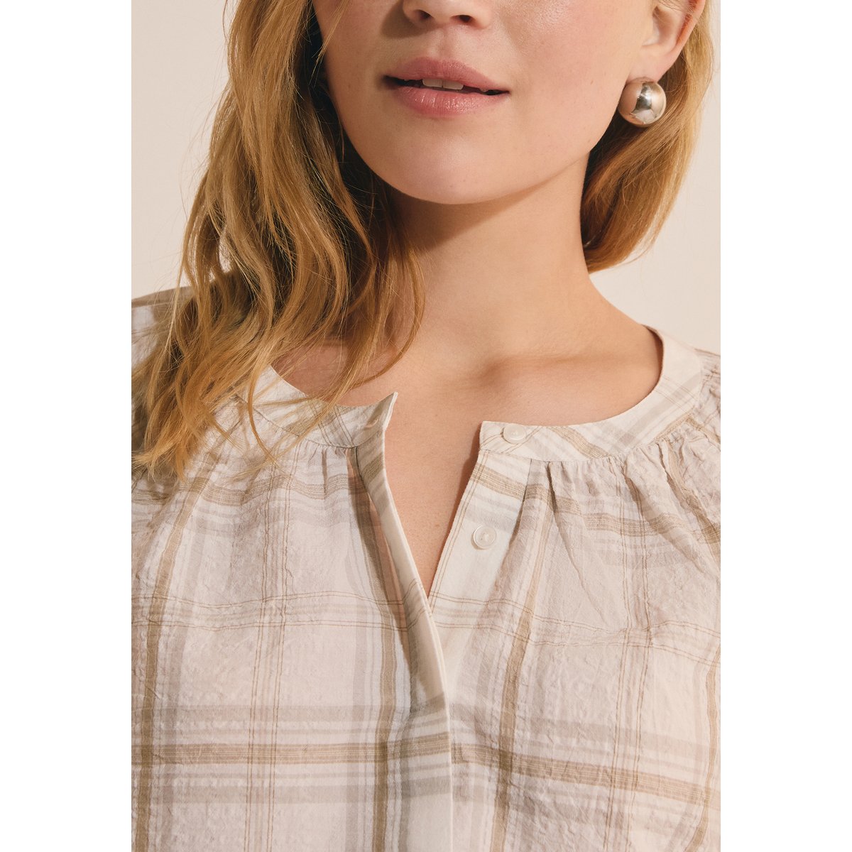Chemise à motifs en coton CORALIE CRX sable, ETAM