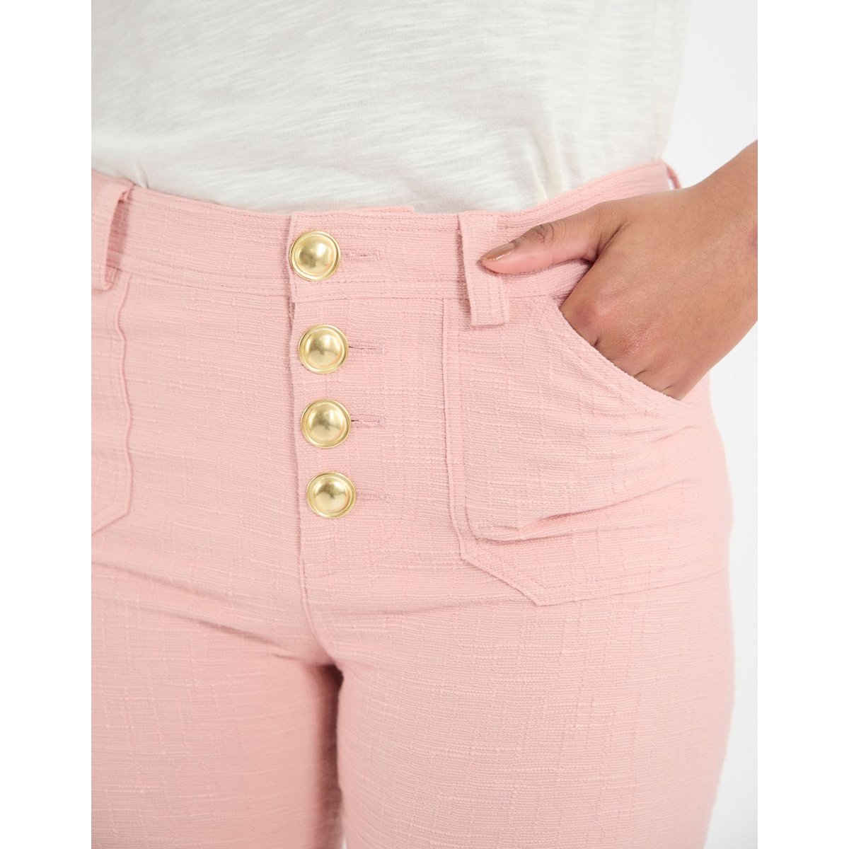 Pantalon Charlotte en coton rose pink, INES DE LA FRESSANGE PARIS