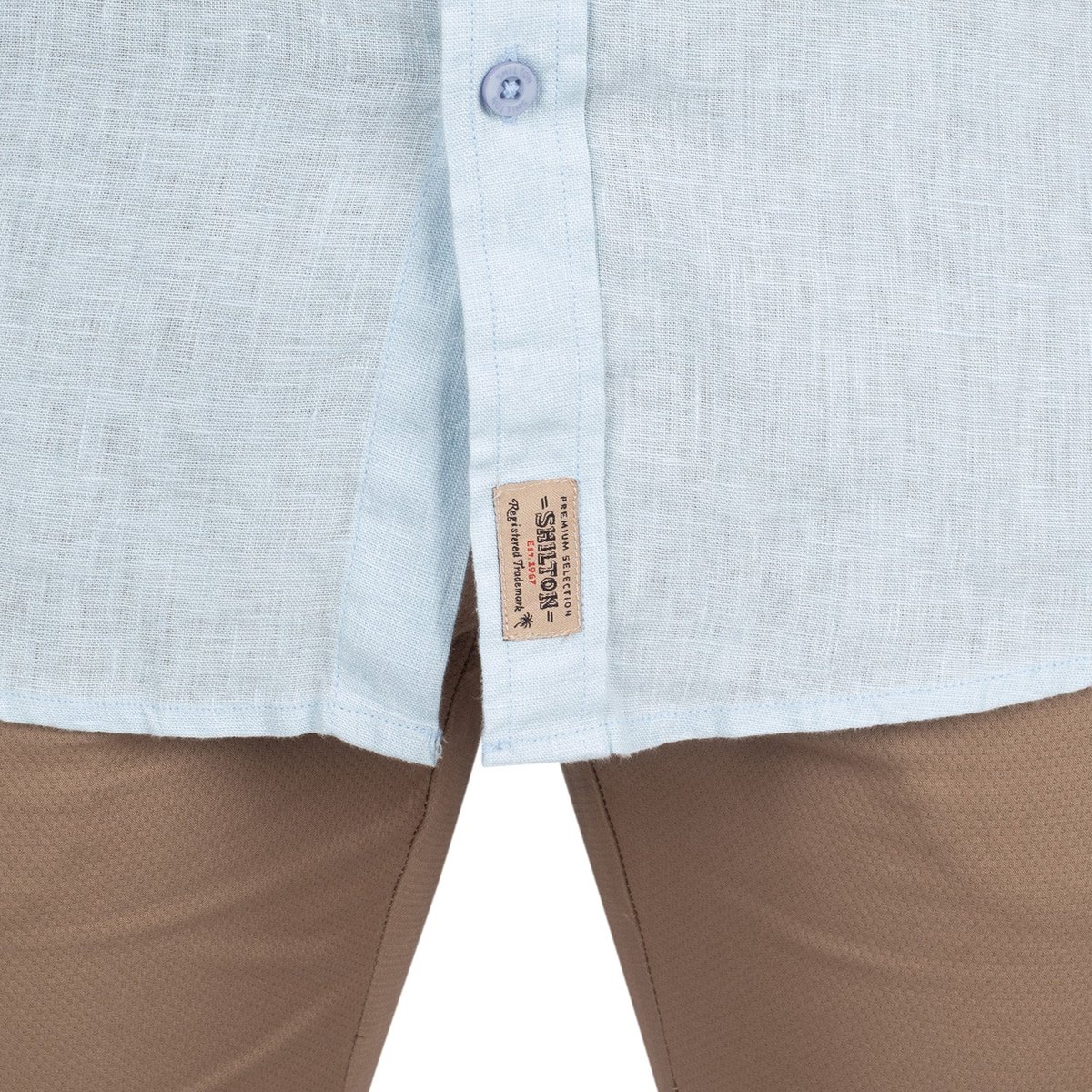 Chemise lin manches courtes ciel, SHILTON