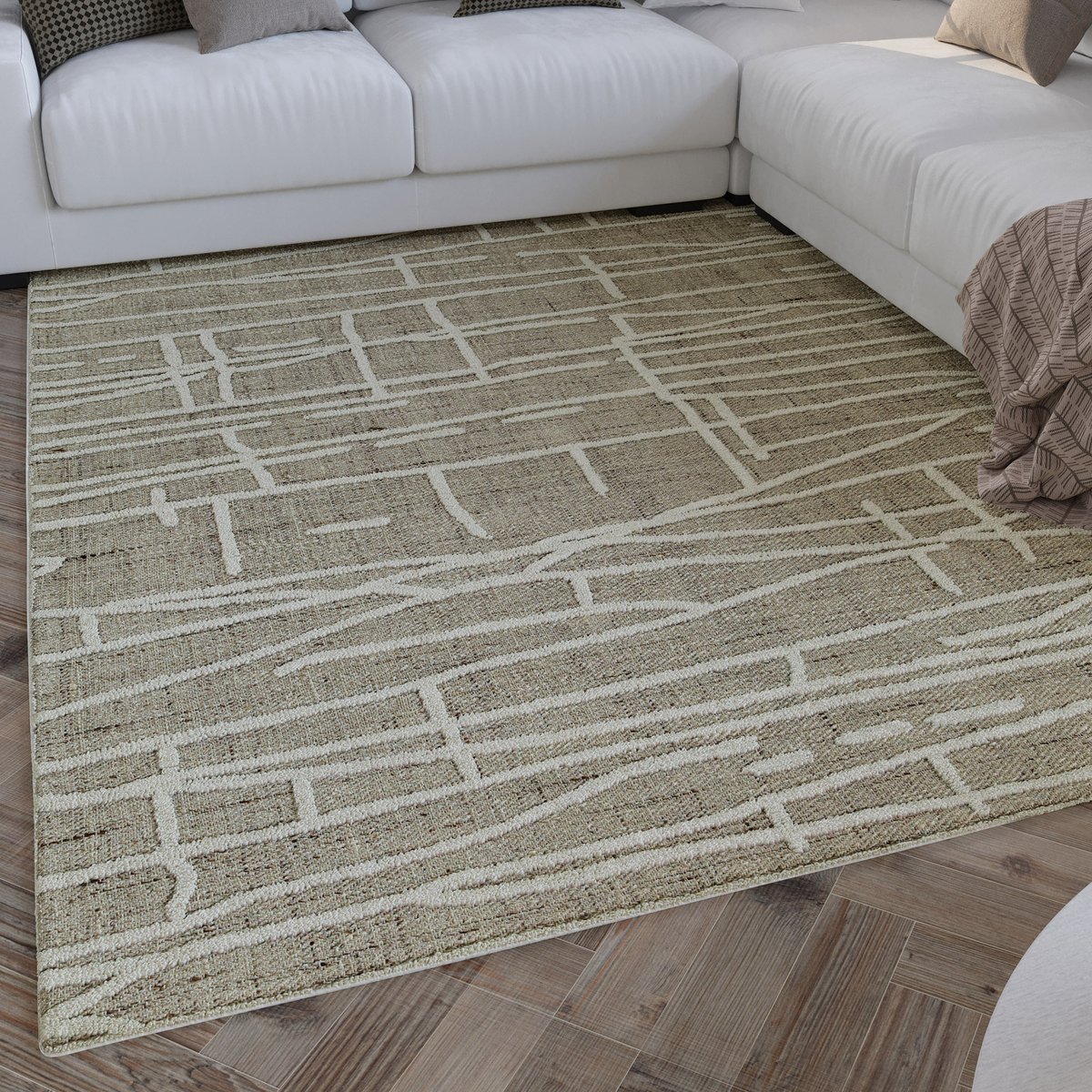 Tapis design à motifs graphiques , Hamptons TWENTYFIVE taupe chiné, WECON HOME