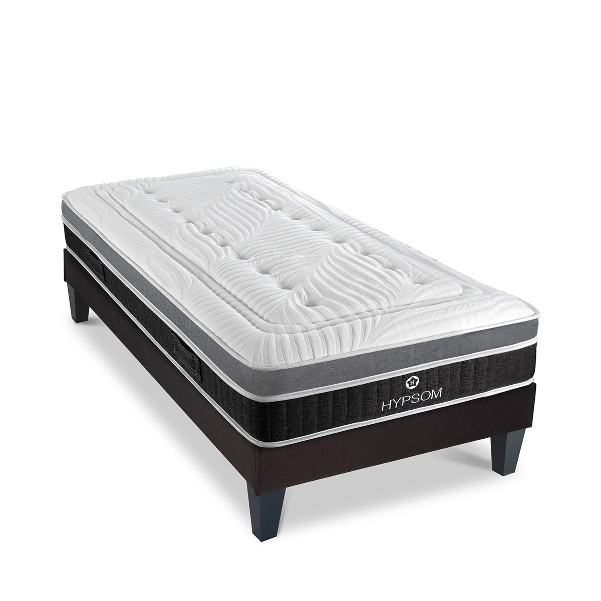 Ensemble ELEGANCE place Matelas Mémoire de forme + Sommier Bois blanc, HYPSOM