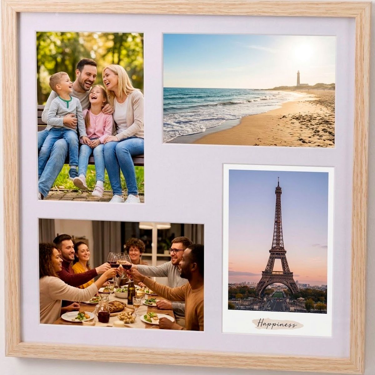 Cadre photo pêle-mêle mural bois 30x30cm bois, WADIGA