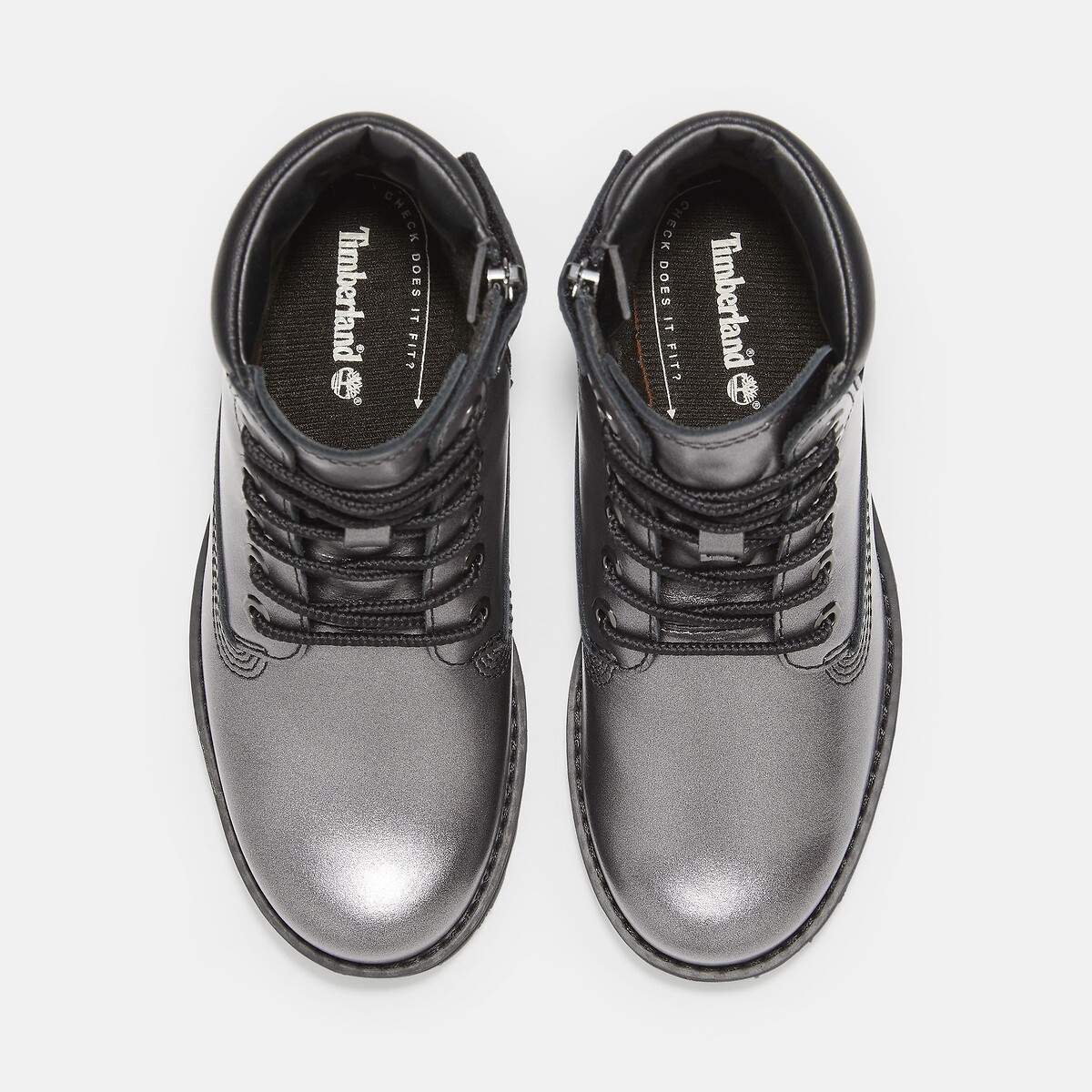 Stivaletti con lacci e zip COURMA KID MID LACE color argento, TIMBERLAND