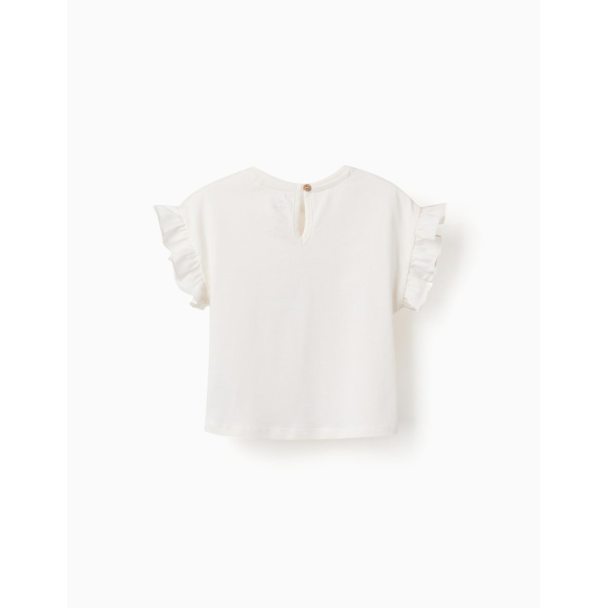 T-shirt en coton avec imprimé Stitch et volants beige clair, ZIPPY