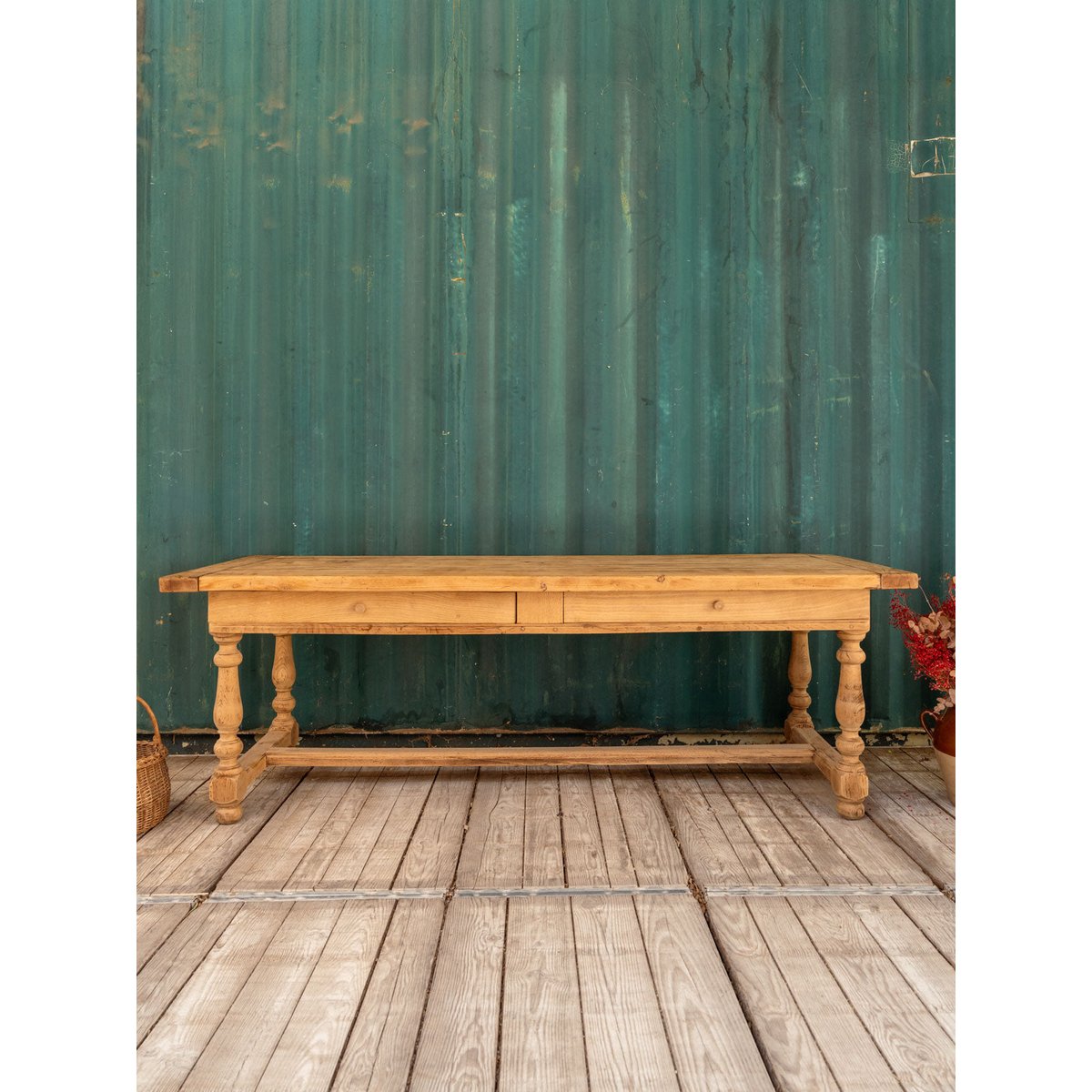 Grande table à manger en bois Romy N°1462 - Bon état bois clair, DEBONGOUT