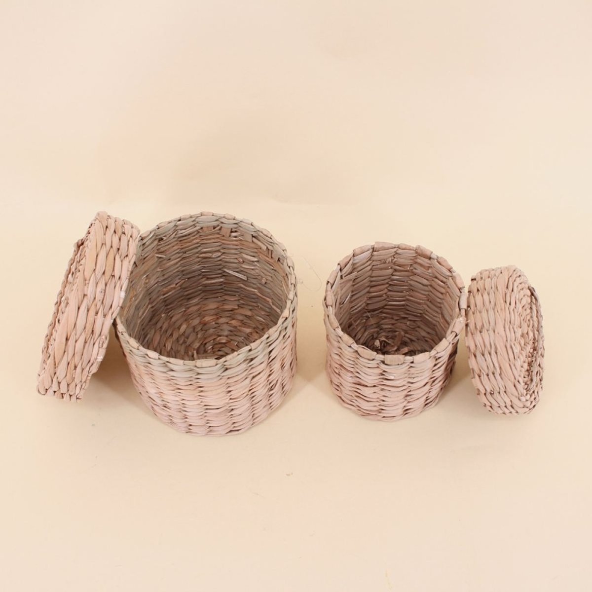 Lot de 2 paniers en jacinthe d'eau naturel, AZAO