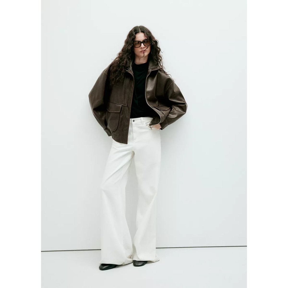 Veste bomber col cheminée kaki, MANGO