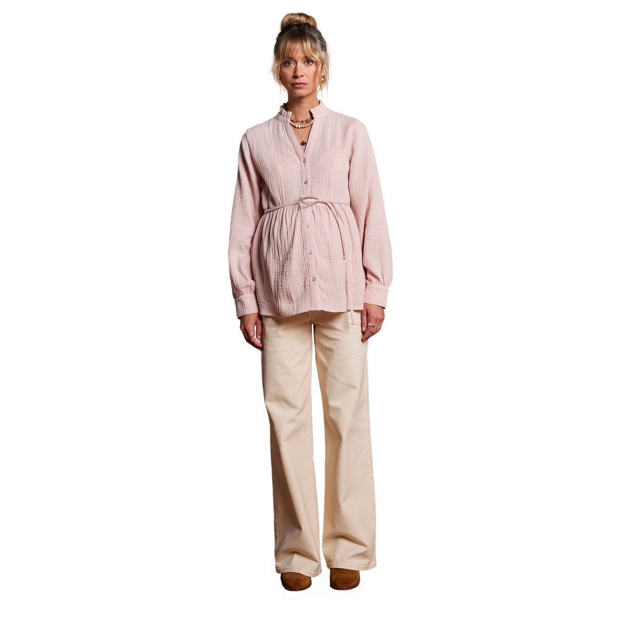Blouse en gaze de coton grossesse et allaitement blush, ENVIE DE FRAISE