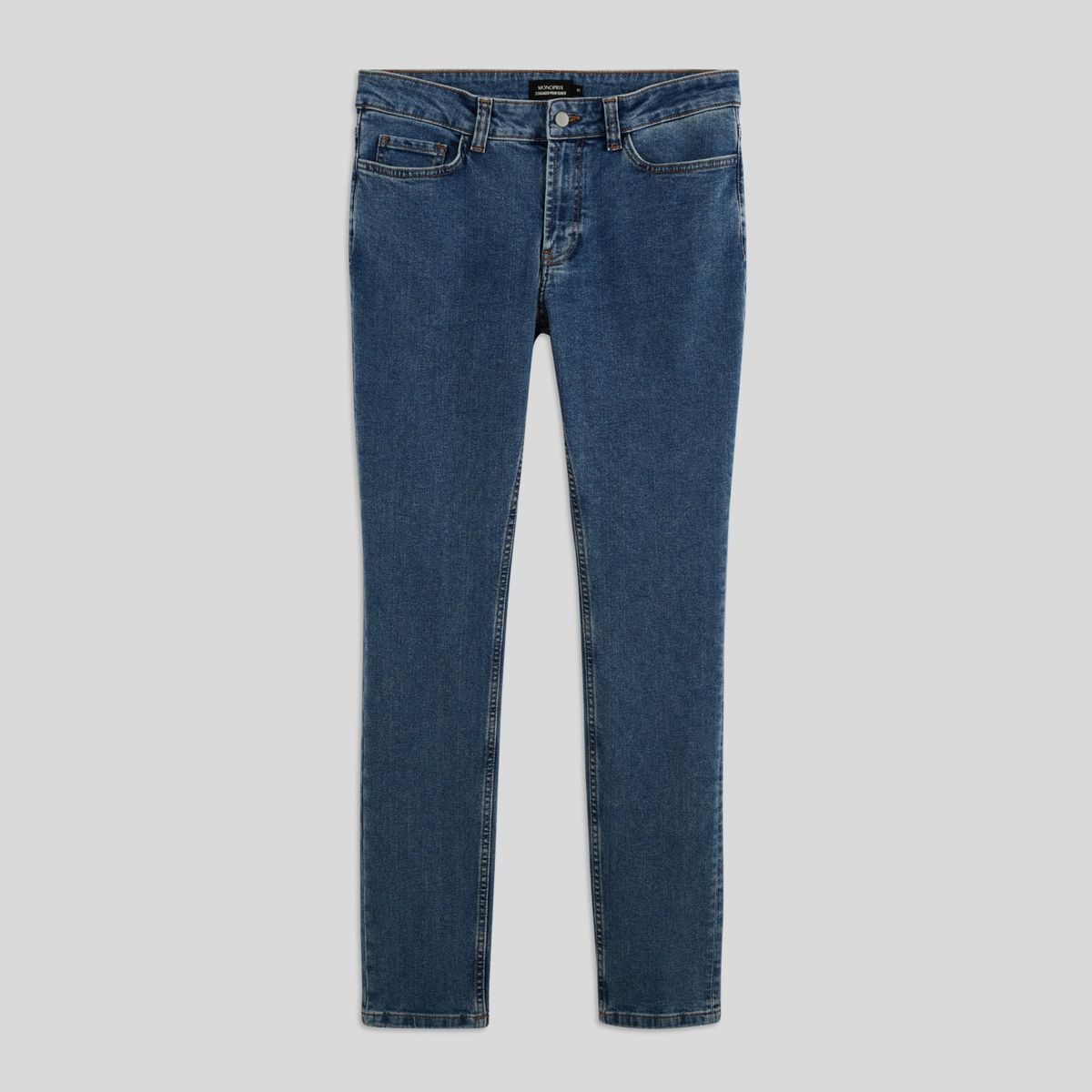Jean slim, certifié Oekotex stone washed, MONOPRIX