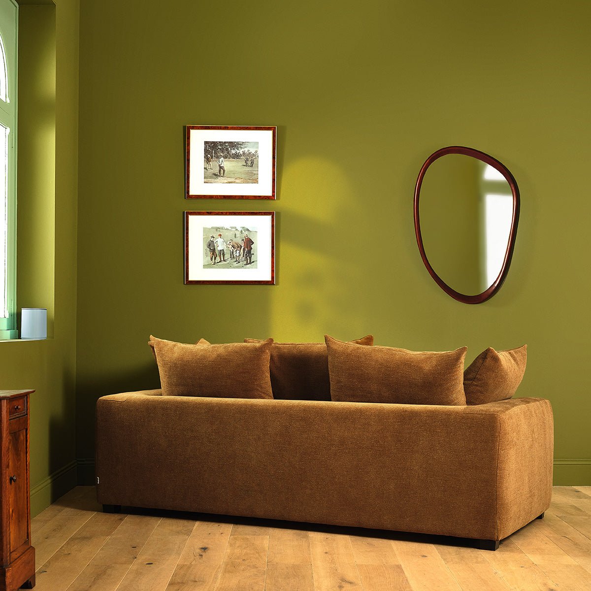 Canapé convertible 3 places en tissu effet lin EDMOND bronze, BERAH GETAH