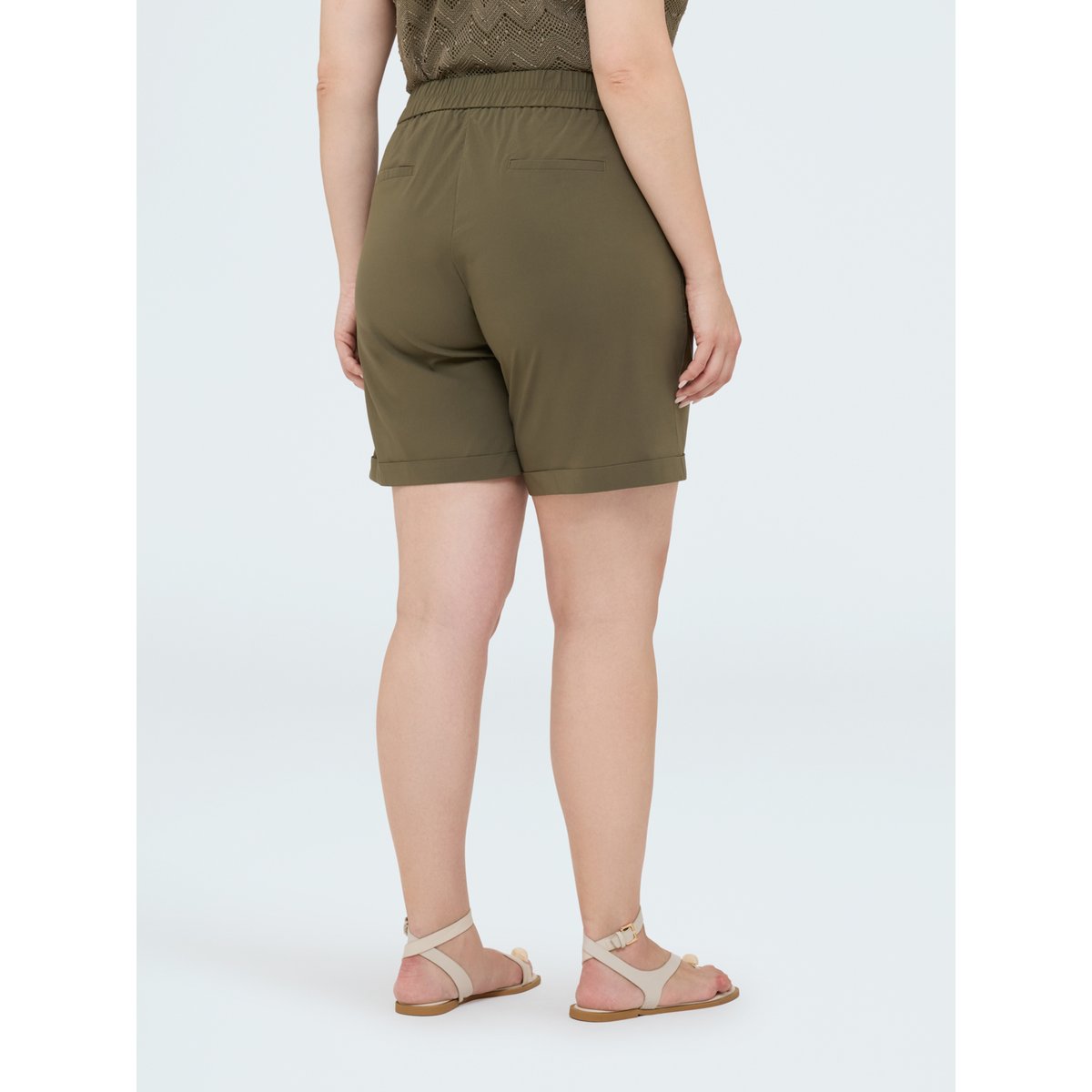 Bermuda avec taille élastiquée verde militare, FIORELLA RUBINO
