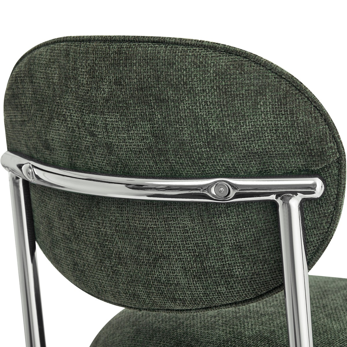 Lot de 2 chaises de salle à manger chromées en tissu chenille - LOU vert, HOMIFAB