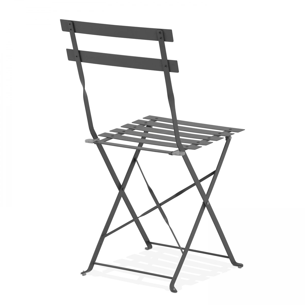 Lot de 2 chaises pliantes bistrot, ROME gris anthracite, OVIALA
