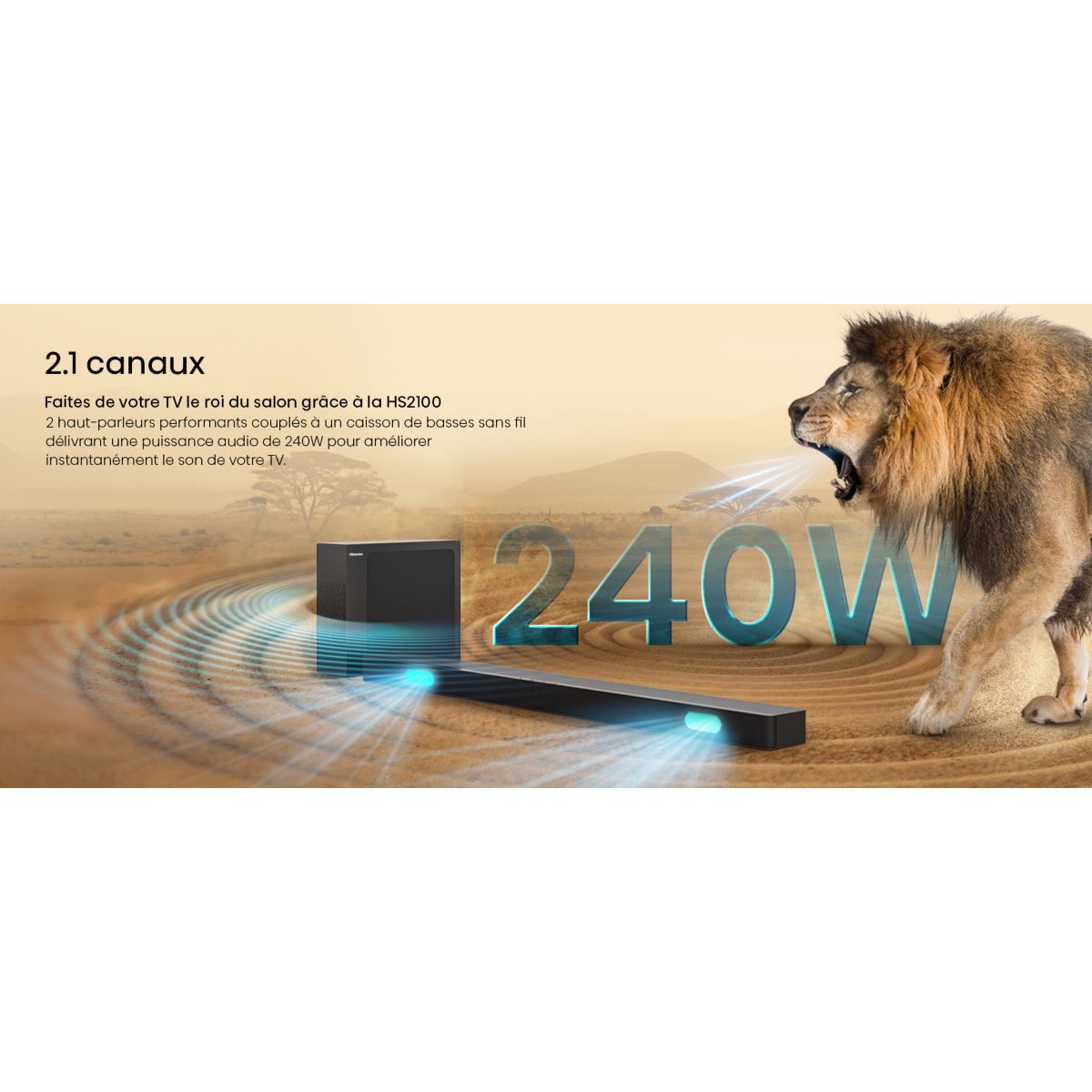 Barre de son HS2100 couleur unique, HISENSE