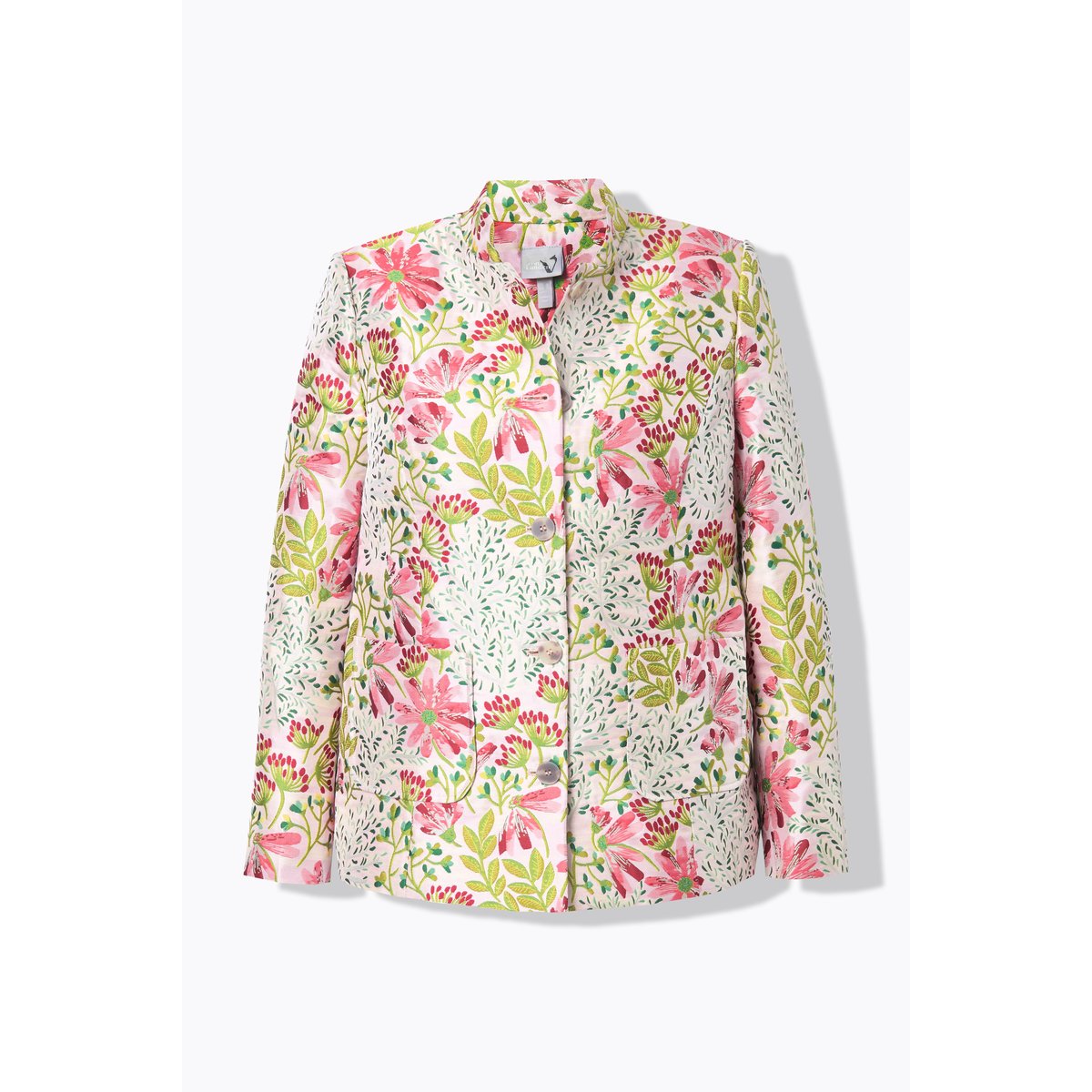 Veste en jacquard à fleurs, col montant abricot, ULLA POPKEN