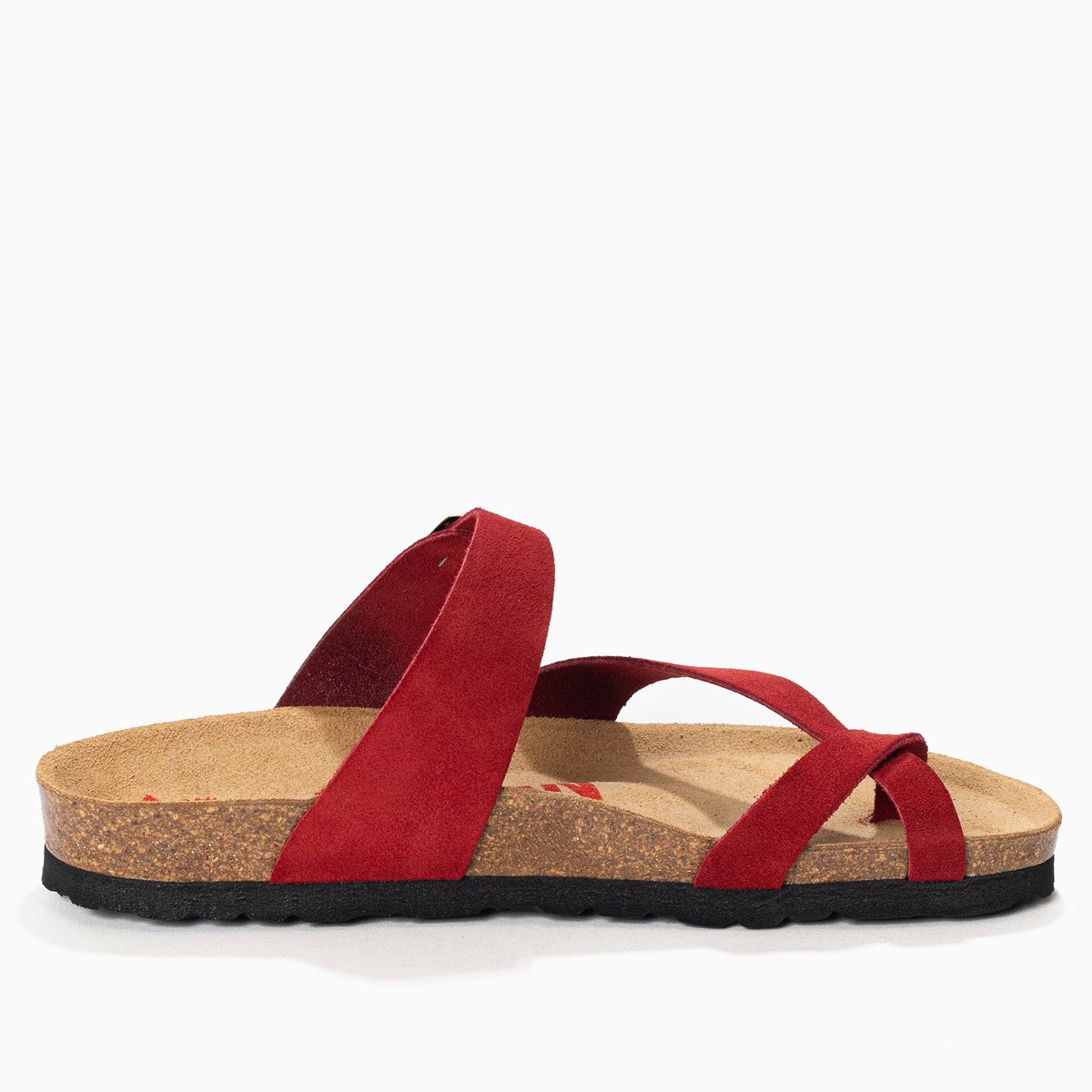 Tongs en cuir suédé DIANE rouge, BAYTON