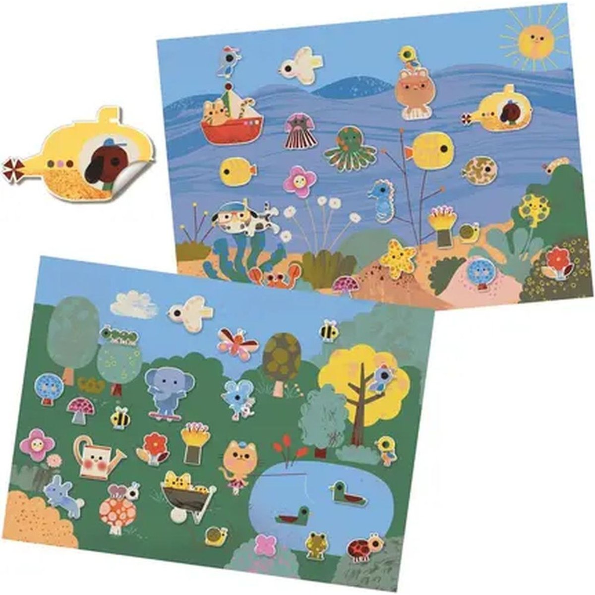 Pochette de stickers repositionnables avec décors Summertime couleur unique, DJECO