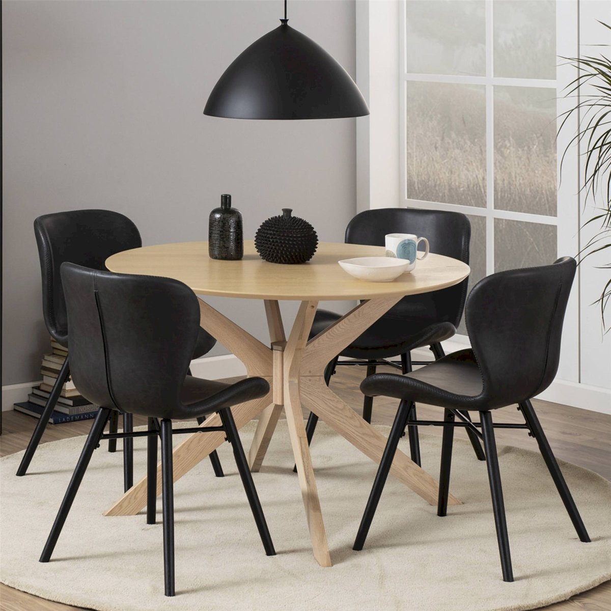 Chaise de repas matelassée collection GLENA noir, RECOLLECTION