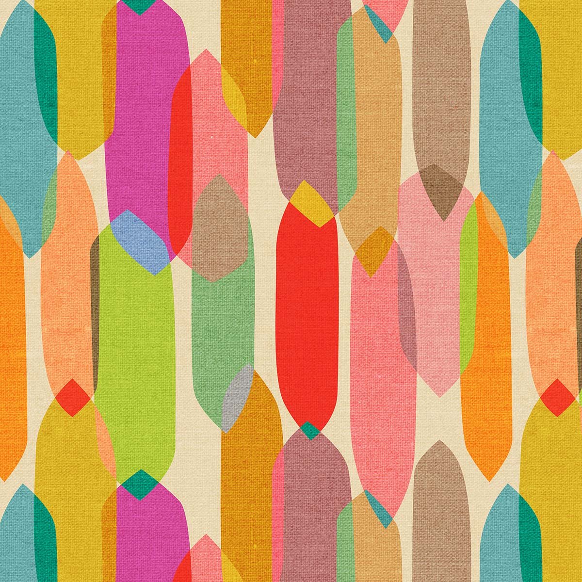 Papier peint patchwork coloré intissé, HEXOA