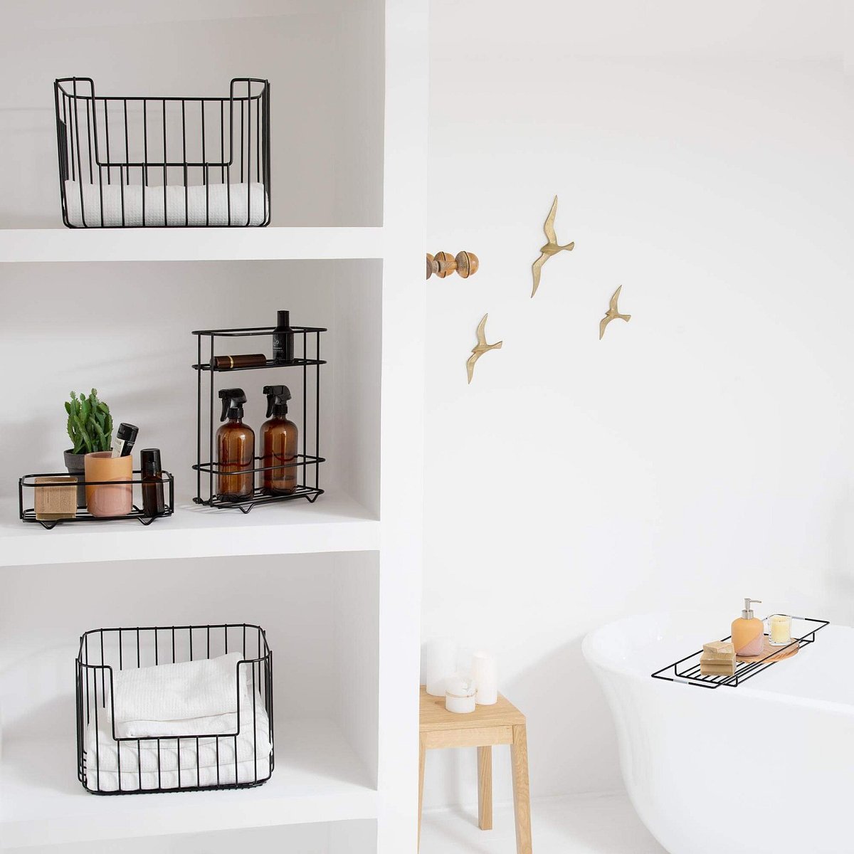Panier de rangement en métal noir, HABITAT