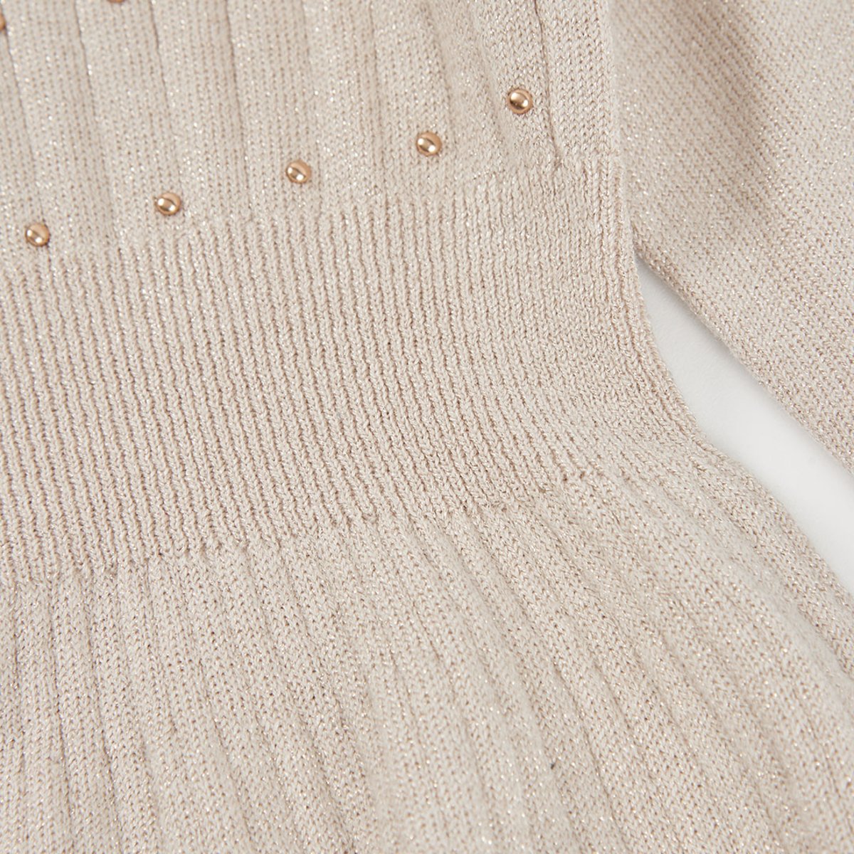 Robe fille en maille avec détails beige, BOBOLI