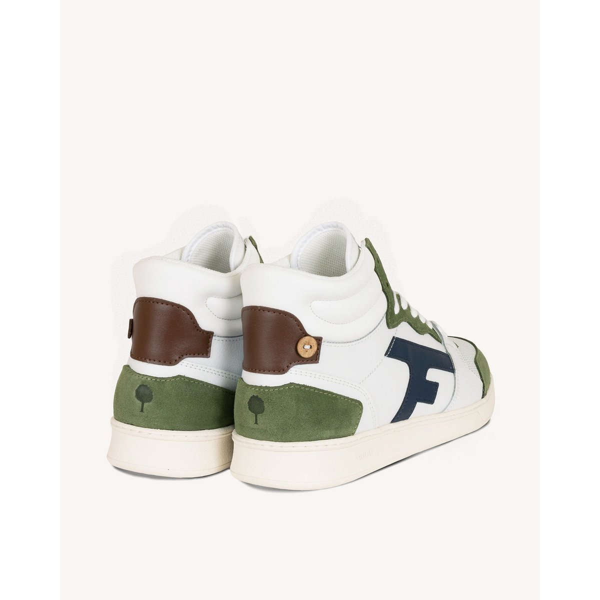 Baskets cuir HAZEL MID kaki, FAGUO