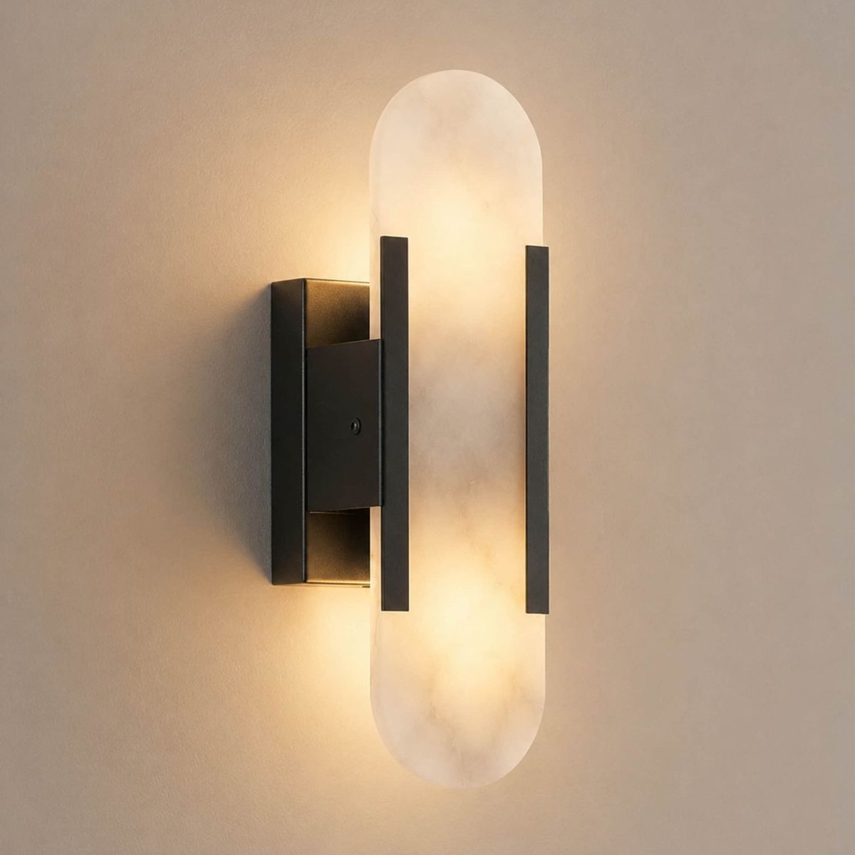 Applique LED marbre opale naturel - ENOLA noir et blanc, KOSILUM