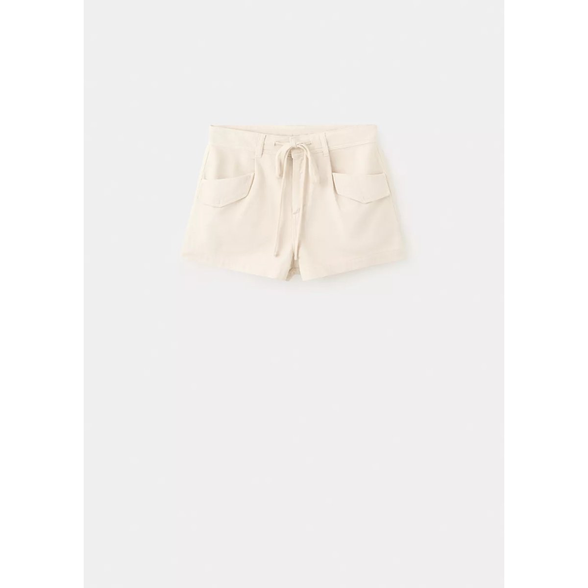 Short denim poches à revers écru, MANGO