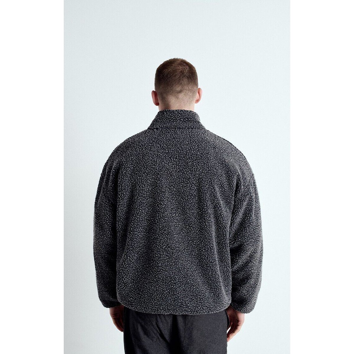Veste courte manches longues HOKTOWN gris anthracite chiné, AMERICAN VINTAGE