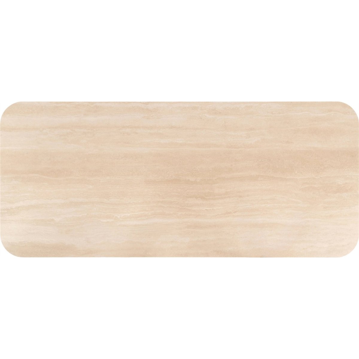 Table à manger rectangulaire en céramique Nando marron effet travertin bois foncé, RECOLLECTION