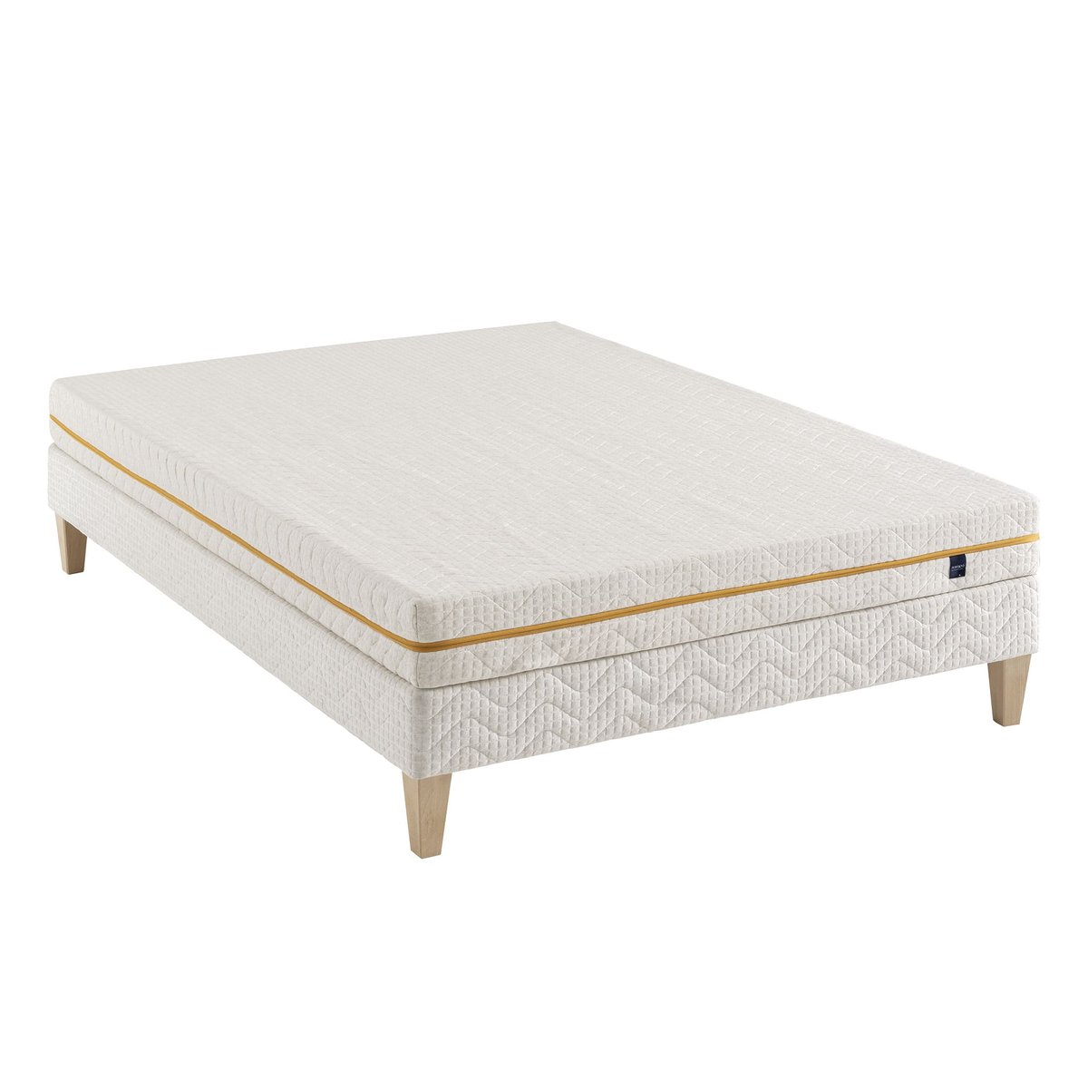 Ensemble matelas mousse recyclée, sommier et pieds Aube 400 ecru, SOMEO