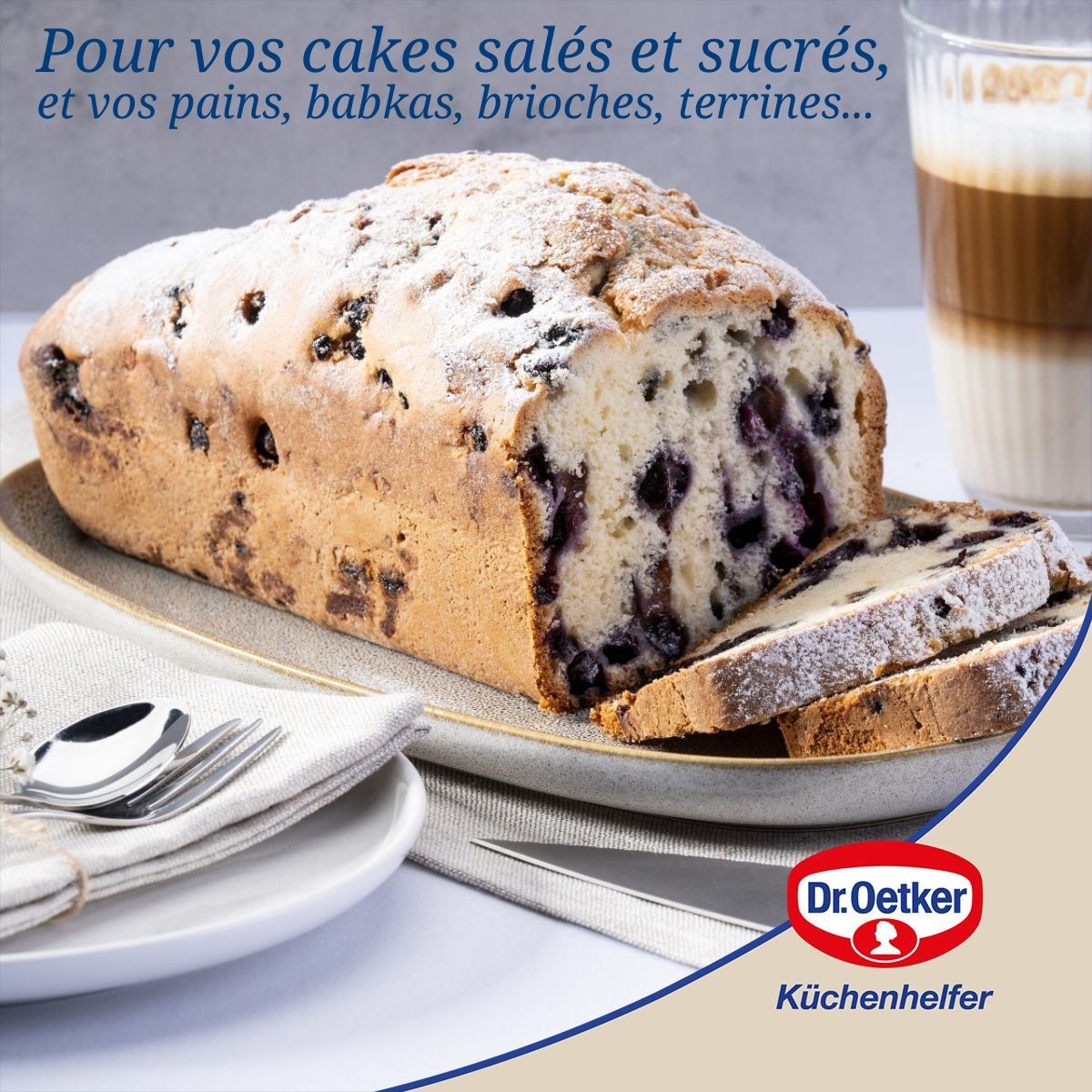 Moule à cake coins arrondis BACK LIEBE bleu, DR OETKER