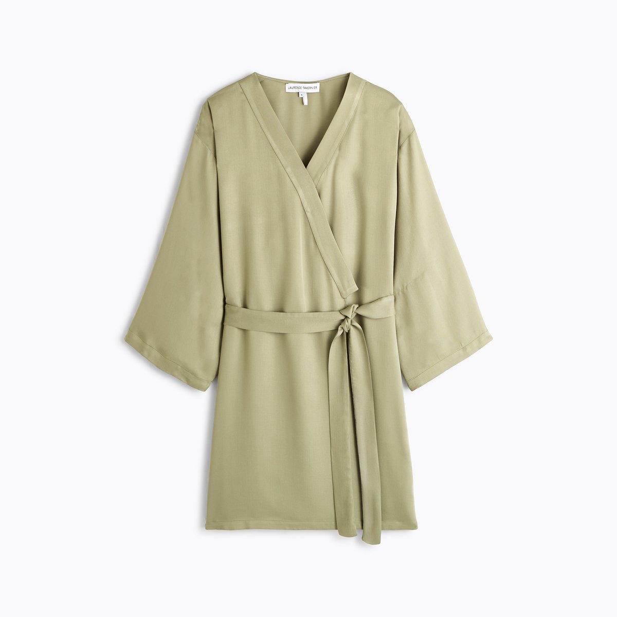 Kimono court col kimono en satin CLÉOME kaki, LAURENCE TAVERNIER