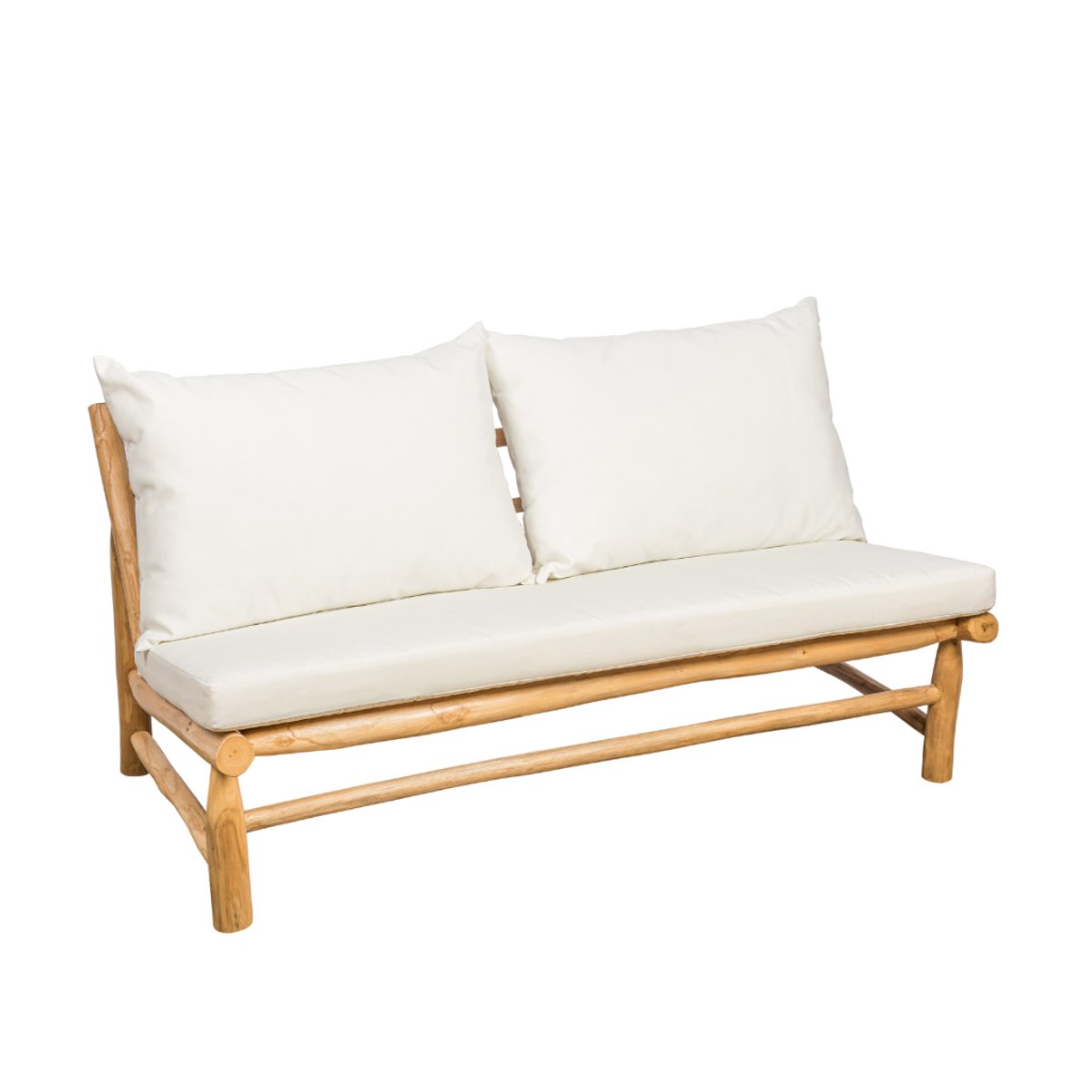 Fauteuil extérieur en teck avec coussins YAGO naturel, HYDILE