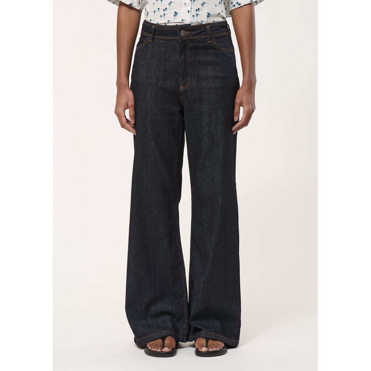 Jean flare taille haute en coton biologique brut, HUMILITY