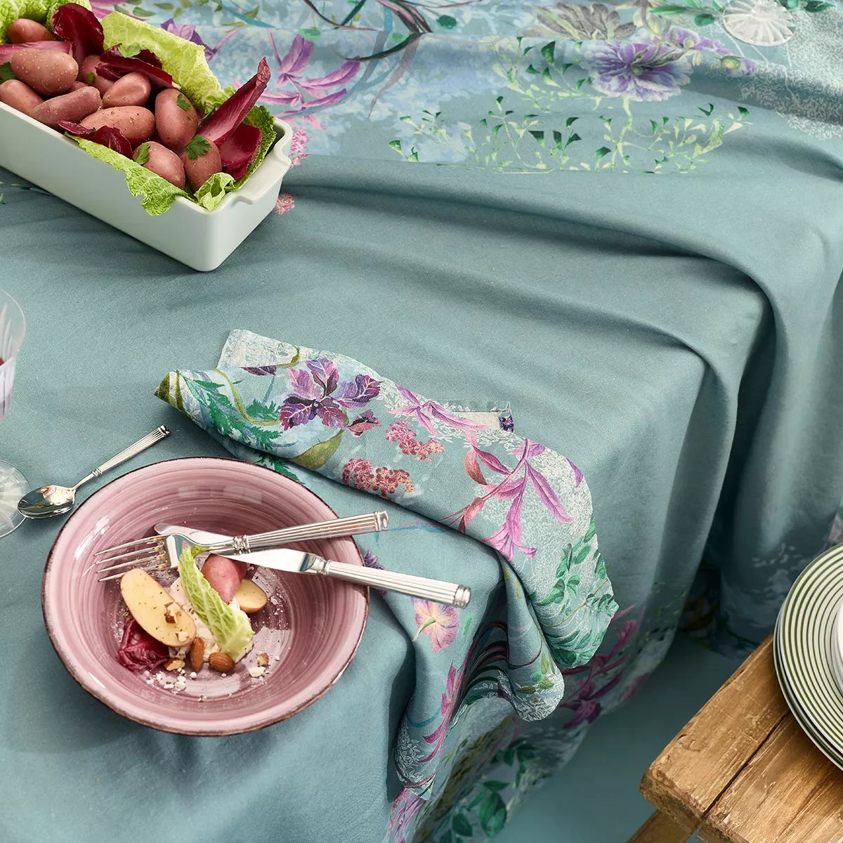 Serviette lin & coton lavé OMBRES BOISEES givre, GARNIER THIEBAUT
