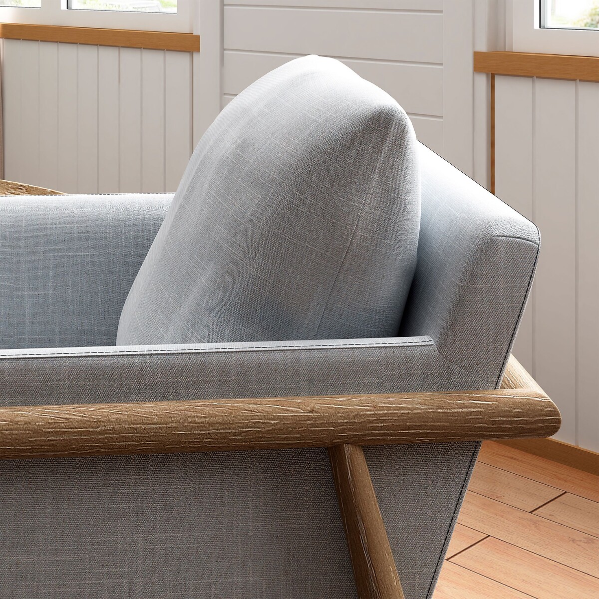 Alaric Mid-Century Linen and Solid Wood Chair grey, SO'HOME