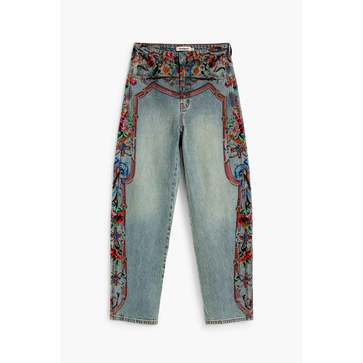 Pantalon en jean ballon imprimé bleu, DESIGUAL