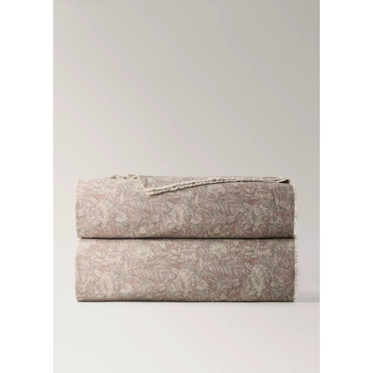 Couvre-lit en coton et lin à motif ornemental Lit 130/140/150 cm rose, MANGO HOME
