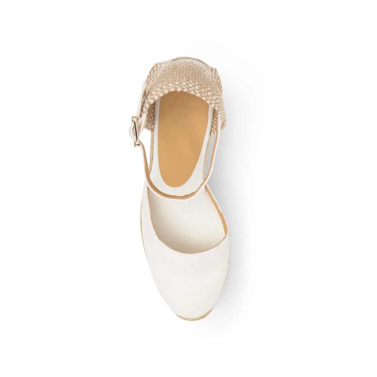 Espadrilles compensées à bride cheville et talon tressé CAROL EXTRA PLATFORM blanc, CASTANER