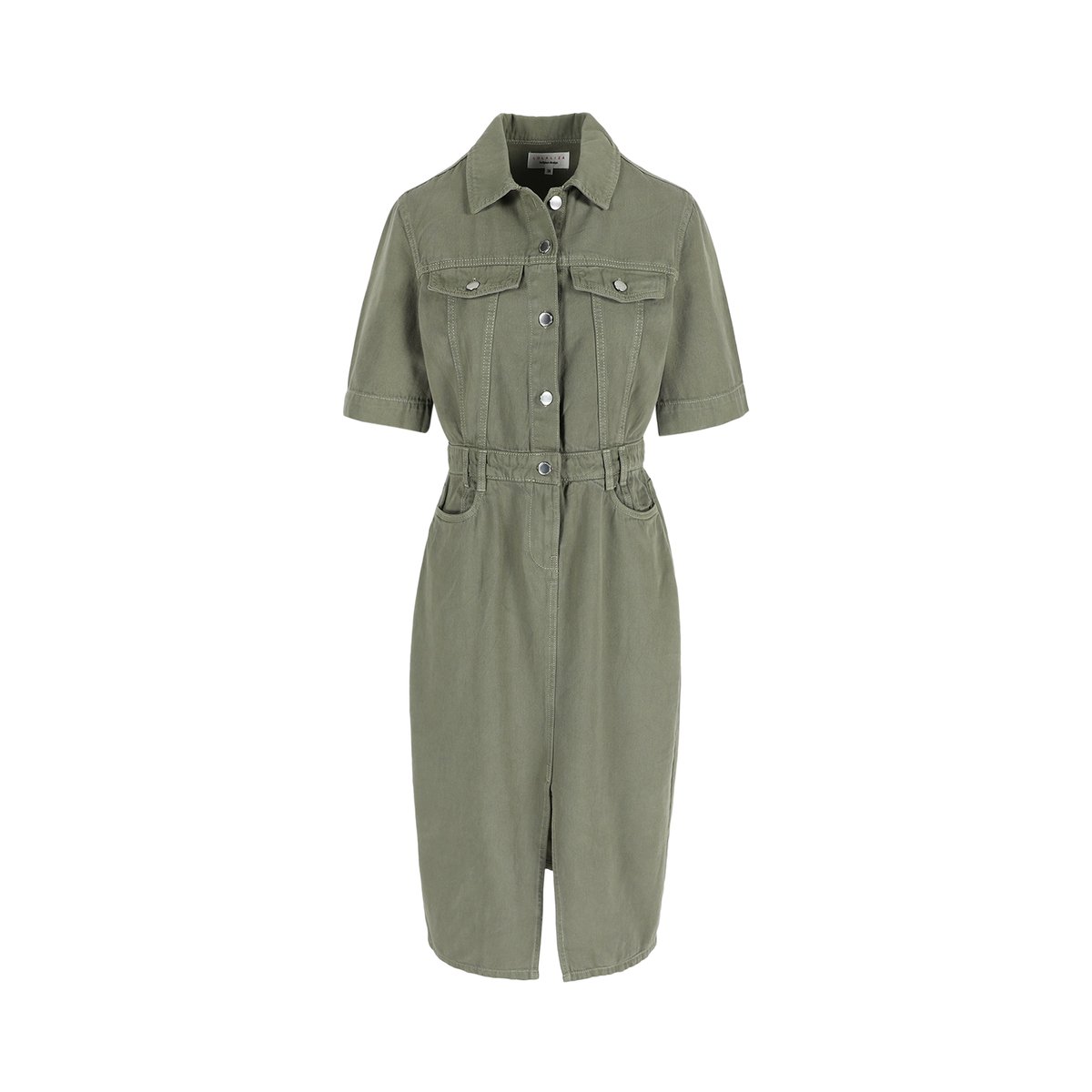 Robe mi-longue en coton khaki, LOLALIZA