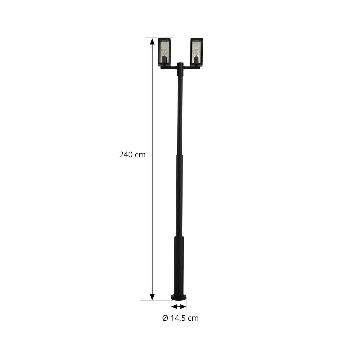 Lampadaire extérieur en aluminium moderne noir, LUCANDE