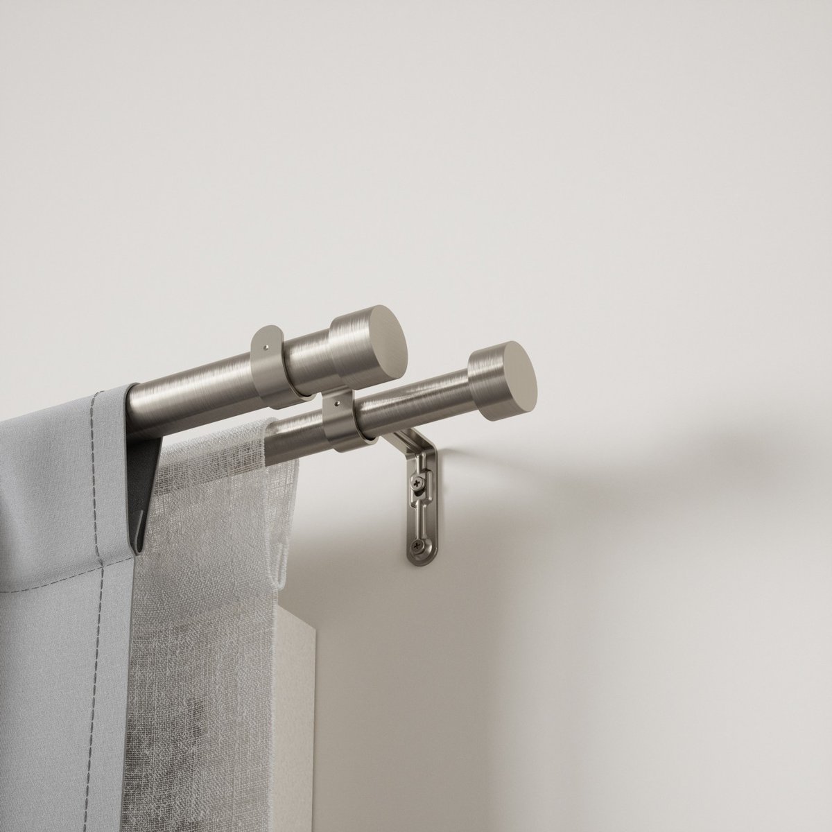 Tringle à rideaux double extensible Cappa argent, UMBRA