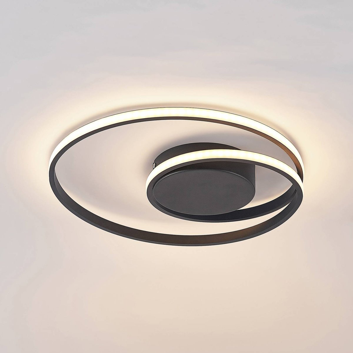 Plafonnier en métal moderneLED, Youna noir, LINDBY