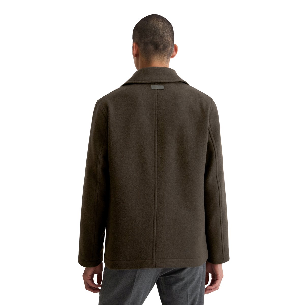 Veste caban régulière en mélange dense de laine de mouton marron foncé, MARC O'POLO