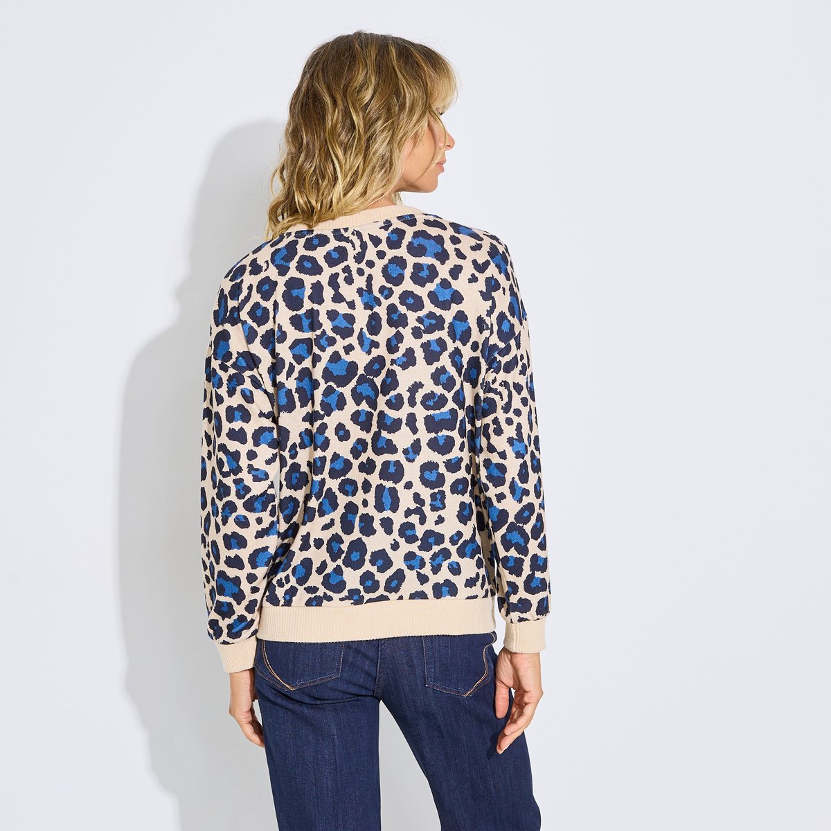 Sweat imprimé léopard bleu, GRAIN DE MALICE