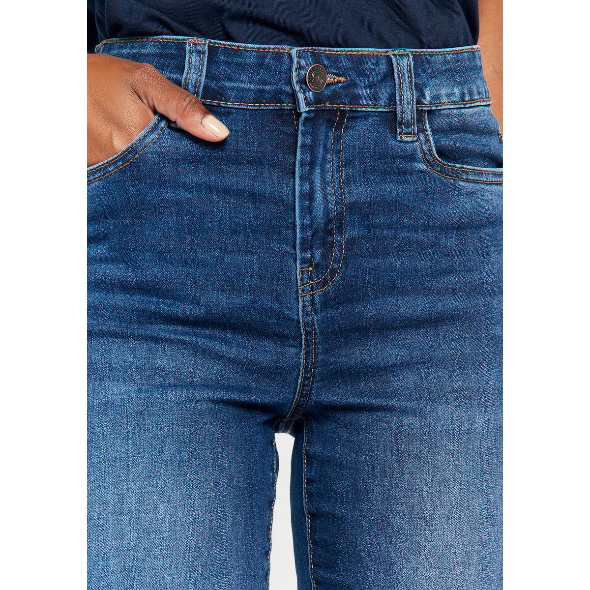 Jean slim taille haute dark blue, LOLALIZA