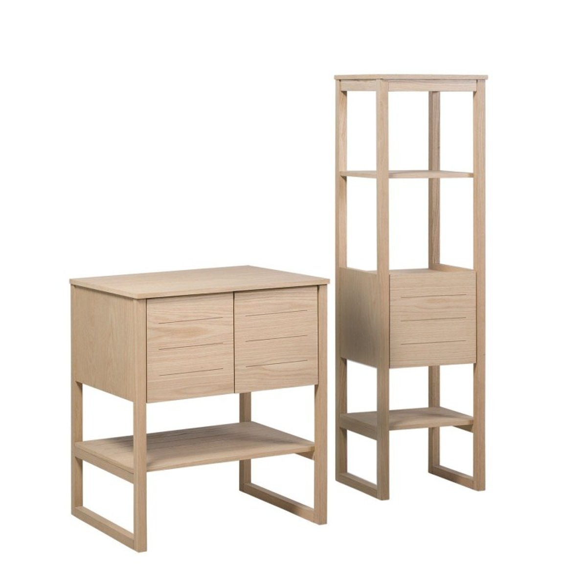 Meuble simple +vasque +colonne ATOLL bois clair, MOB IN